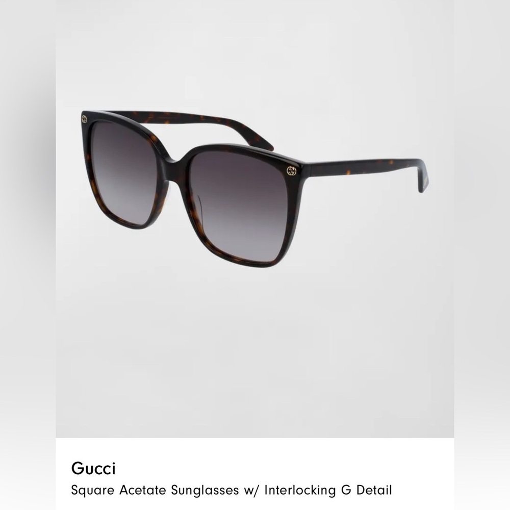Authentic GUCCI Square Acetate Sunglasses w/ Interlocking G’s Havana GG0154SA - Picture 12 of 12